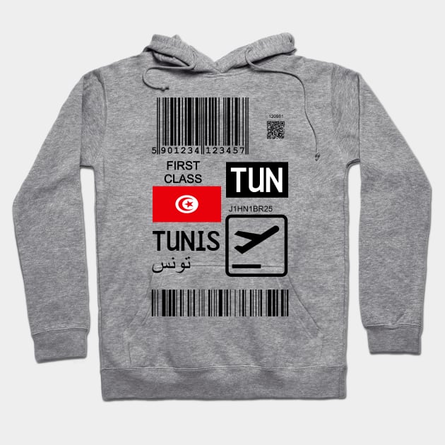 Tunis Tunisia travel ticket Hoodie by Travellers